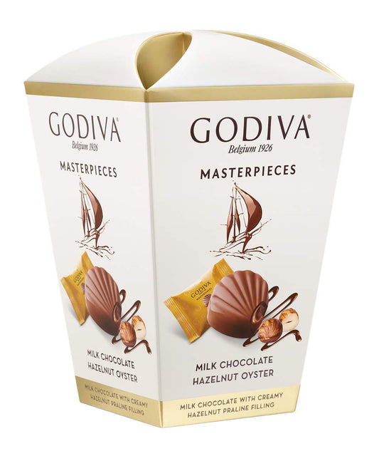 Godiva Masterpiece Milk Chocolate Hazelnut Oyster Chocolate Box, 117g