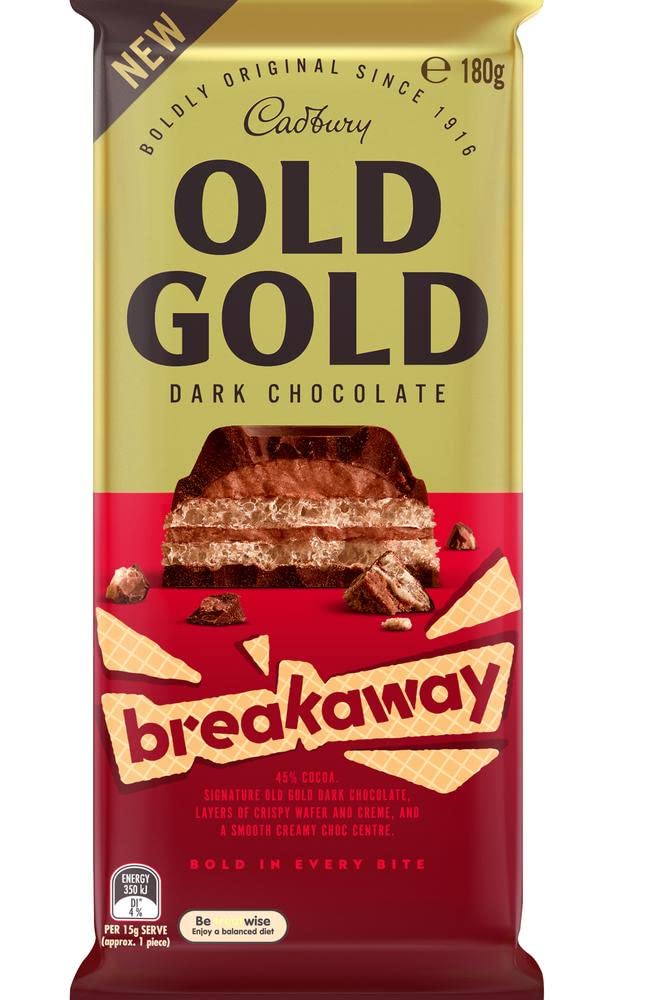 Cadbury Old Gold Breakaway Dark Chocolate Layers Of Crispy Wafer and Crem, and Smooth Creamy Choc Centre Bold In Every Bite 180g (Australia)