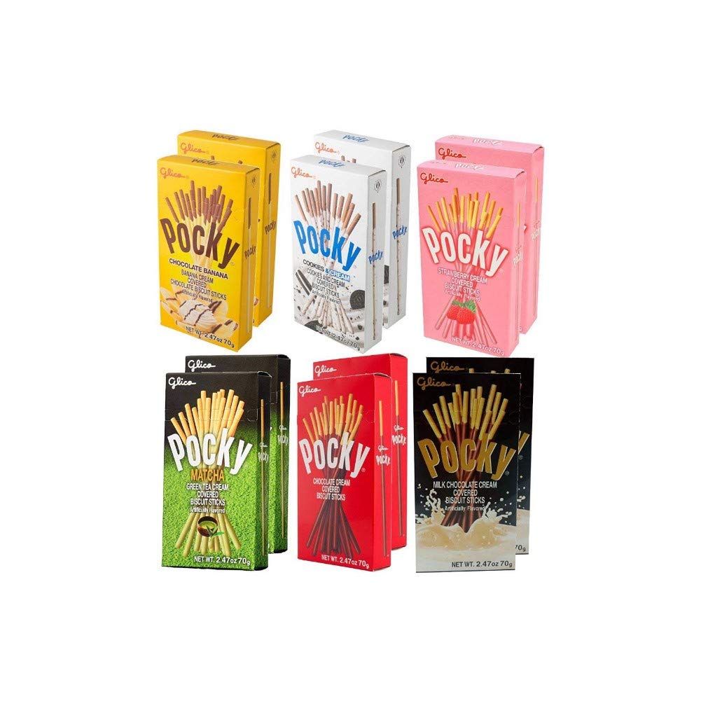 Pocky Biscuit Stick 6 Flavor Variety Pack (Pack of 12)