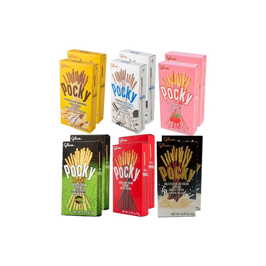 Pocky Biscuit Stick 6 Flavor Variety Pack (Pack of 12)