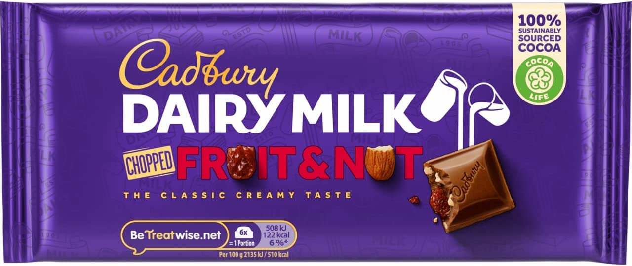 Cadbury Dairy Milk Fruit and Nut Chocolate Bar, 95g