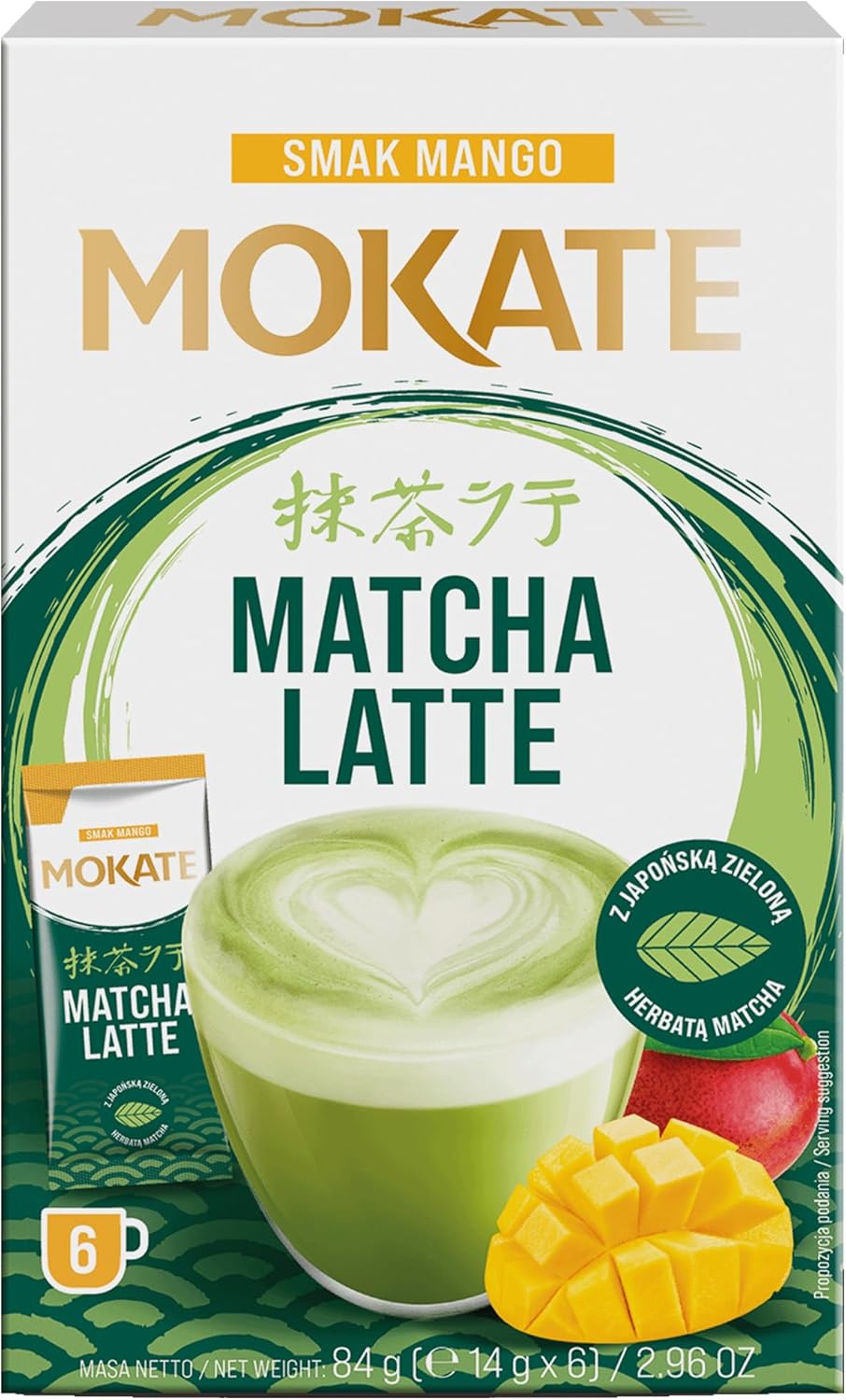 Mokate Matcha Latte Instant Coffee | Premium Japanese Matcha Powder with Creamy Latte Texture | Easy 6-Serve Pack | Rich Aroma, Smooth Taste & Ready in Minutes | Perfect for Home, Office, Travel & Matcha Lovers (Imported-UK)