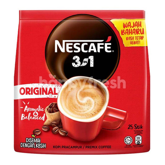Nescafe 3 in 1 Original Aromatic & Balanced Premix Coffee 18g × 25 Sticks (Imported)