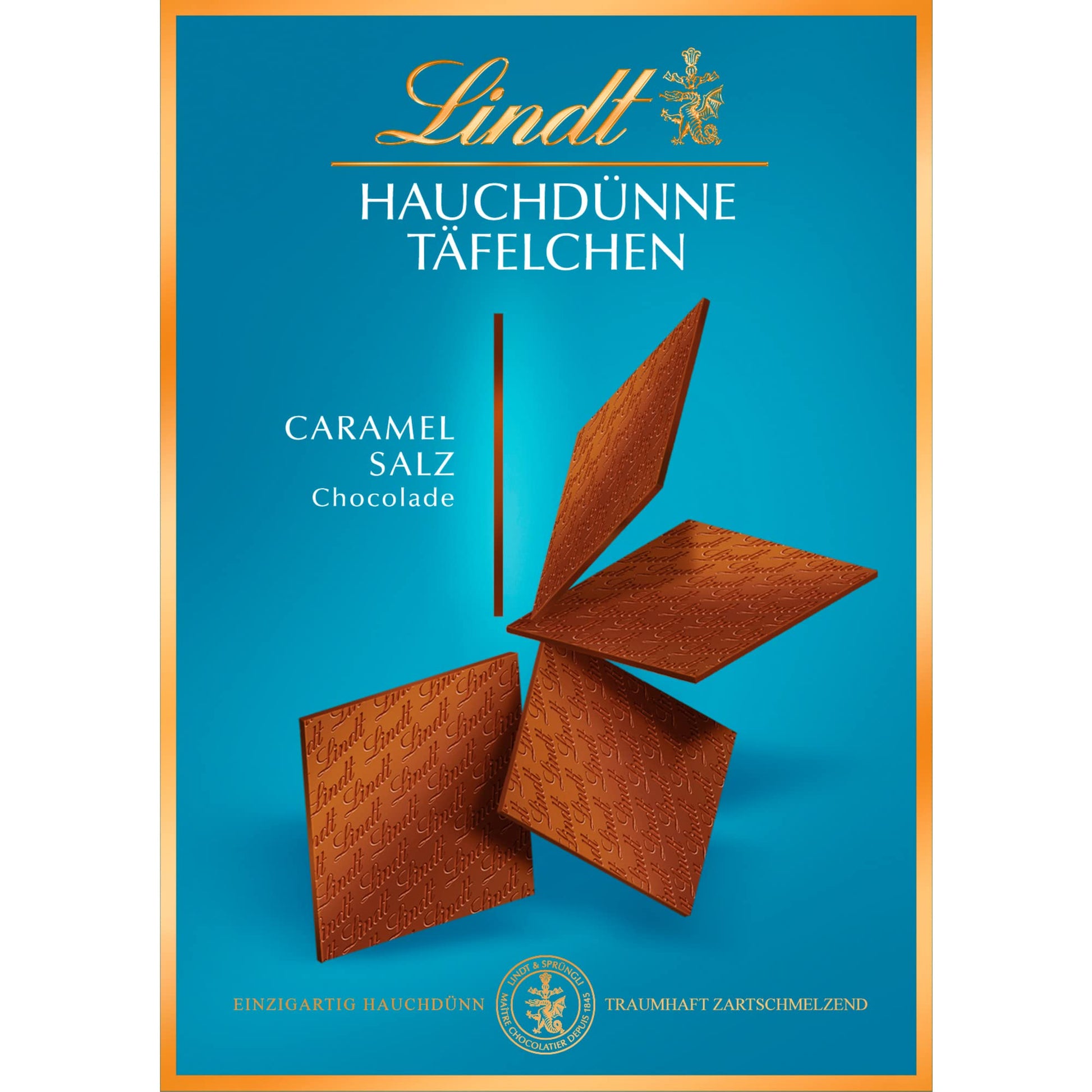 Lindt wafer-thin whole milk caramel & salt chocolate bars 125g