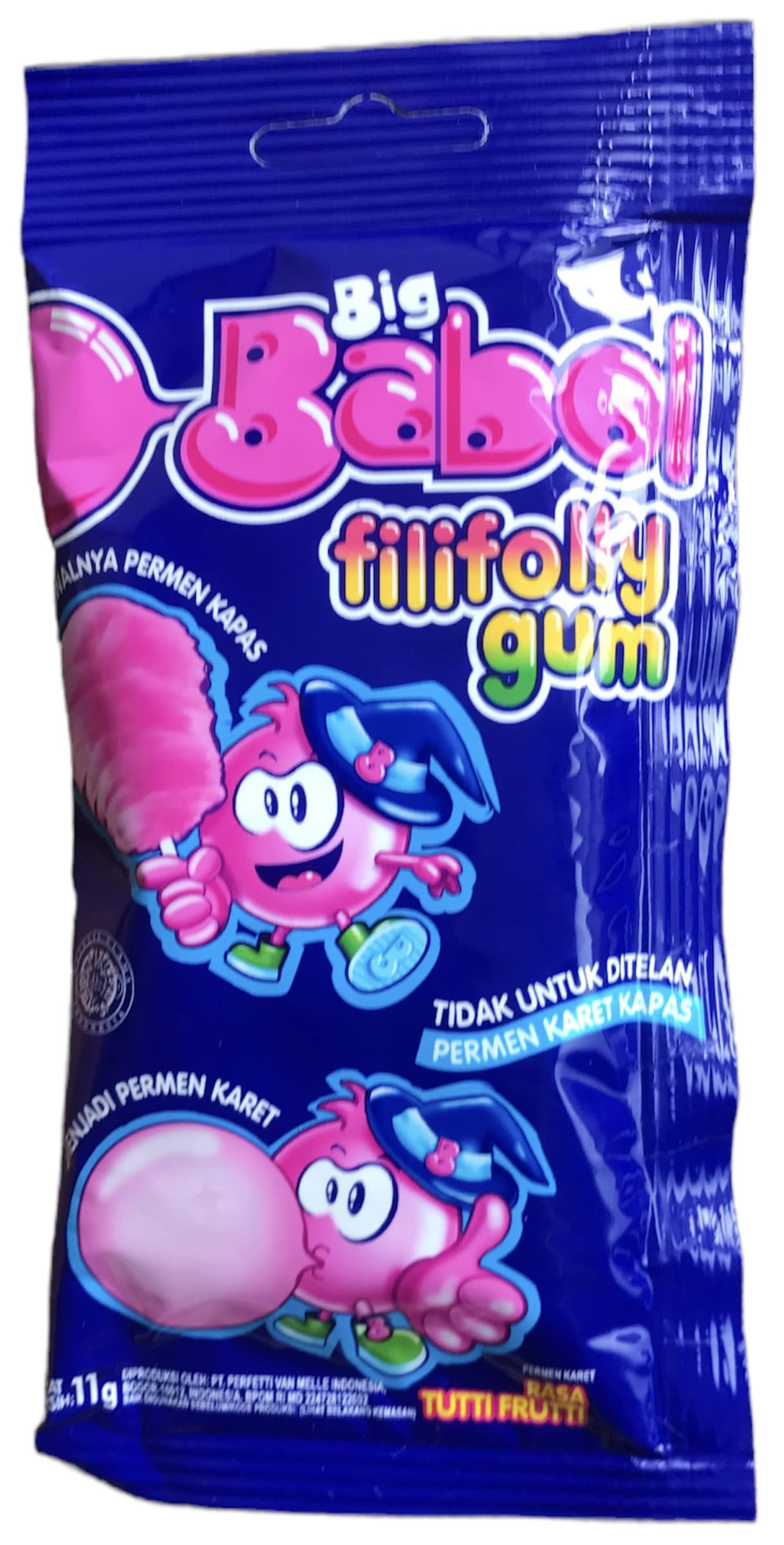 Big Babol Fili Folly Gum Tutti Fruity Flavour 11g (Pack Of 6pc X 11gm Each)
