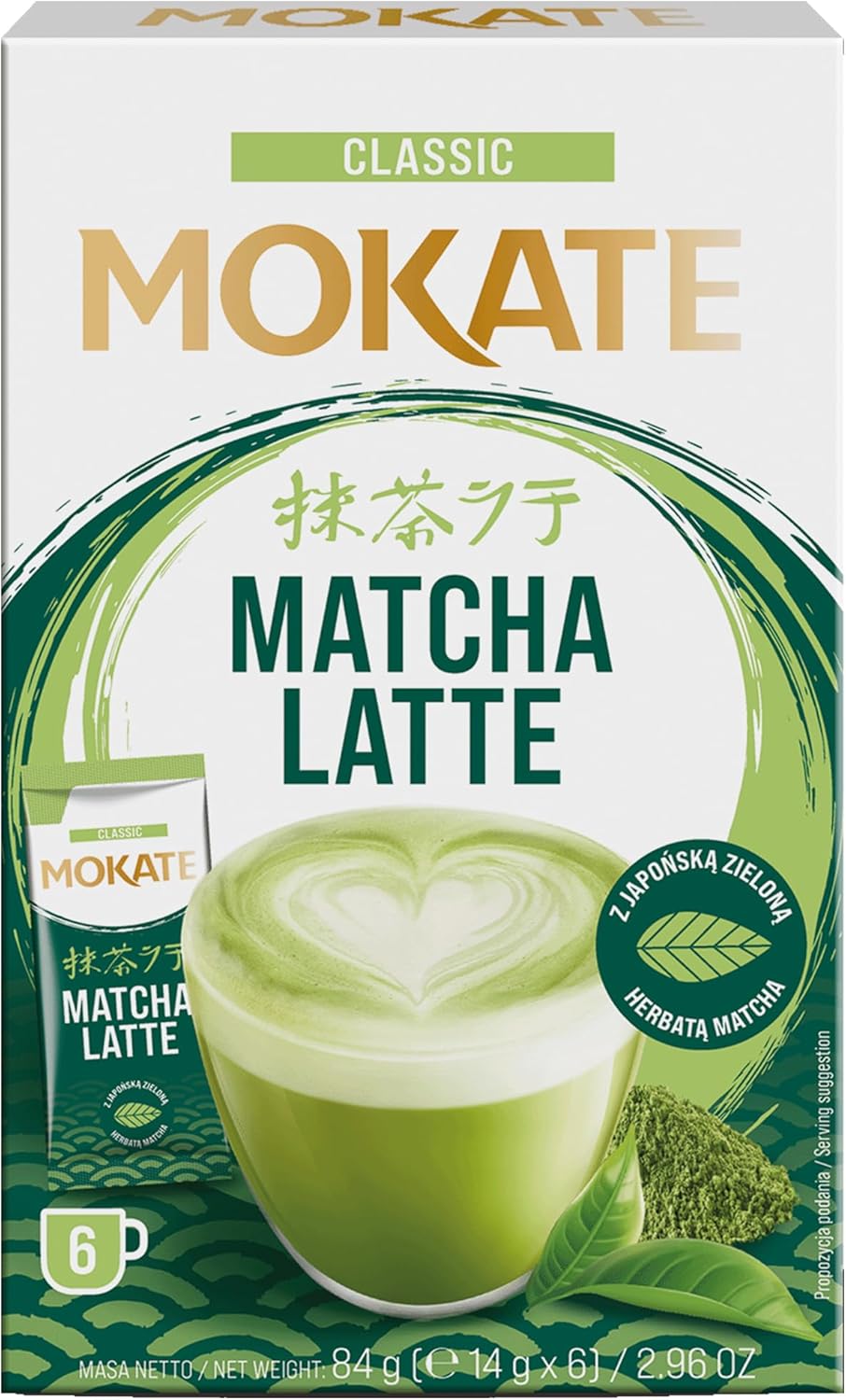 Mokate Matcha Latte Instant Coffee | Premium Japanese Matcha Powder with Creamy Latte Texture | Easy 6-Serve Pack | Rich Aroma, Smooth Taste & Ready in Minutes | Perfect for Home, Office, Travel & Matcha Lovers (Imported-UK)