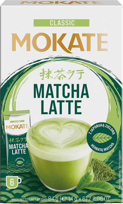 Mokate Matcha Latte Instant Coffee | Premium Japanese Matcha Powder with Creamy Latte Texture | Easy 6-Serve Pack | Rich Aroma, Smooth Taste & Ready in Minutes | Perfect for Home, Office, Travel & Matcha Lovers (Imported-UK)
