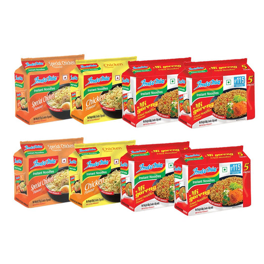 Indomie Combo Of Mi Goreng (20 Packets) Special Chicken And Chicken Flavour, 10 Packets Each Flavour (Pack of 40)