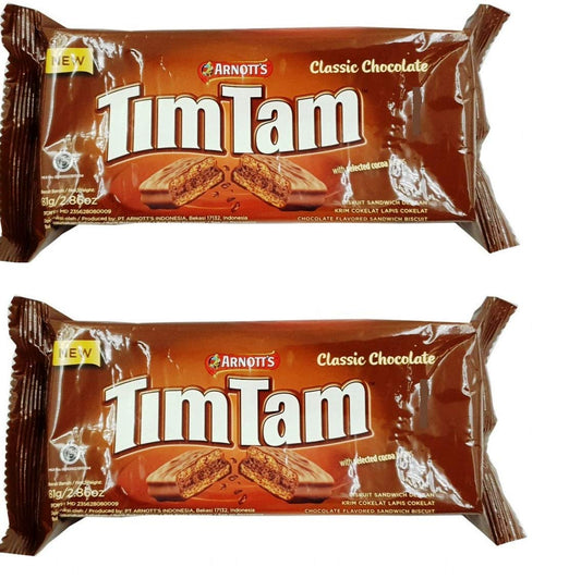 Arnott's Tim Tam Classic Chocolate Flavor Biscuits (Pack of 2), 81g Each