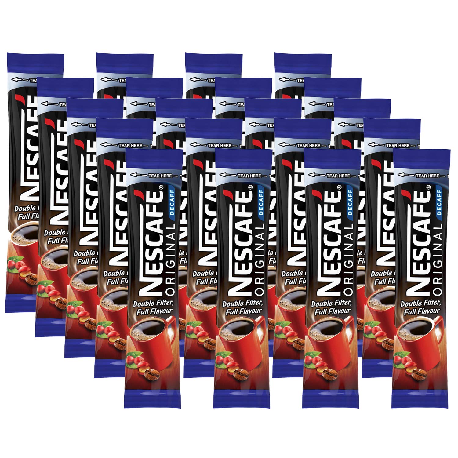 Nescafé Original Decaffeinated Double Filtered Coffee Sticks, 0.06 oz / 1.8 g, 20 Pack