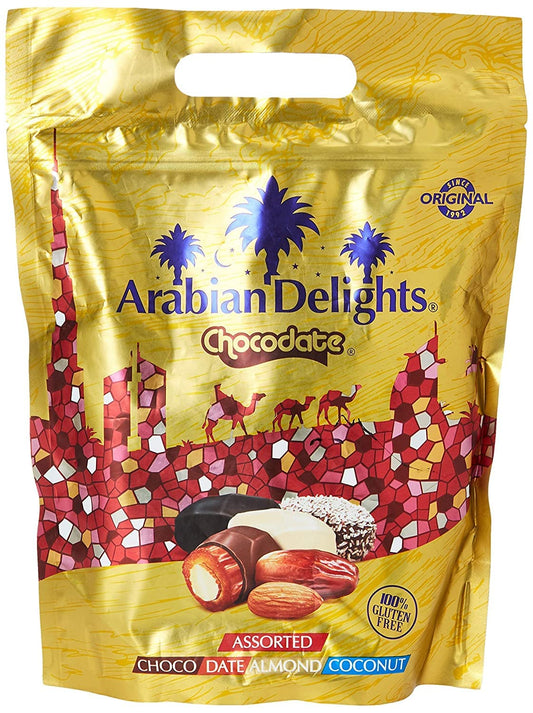 Arabian Delight Chocodate Assorted Choco Date With Milk, Dark, & White Chocolate Almond Mini Pack 90g (Imported)