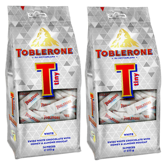 Toblerone Tiny White Swiss White Chocolate with Honey Almond Nougat 272g (Pack Of 2)