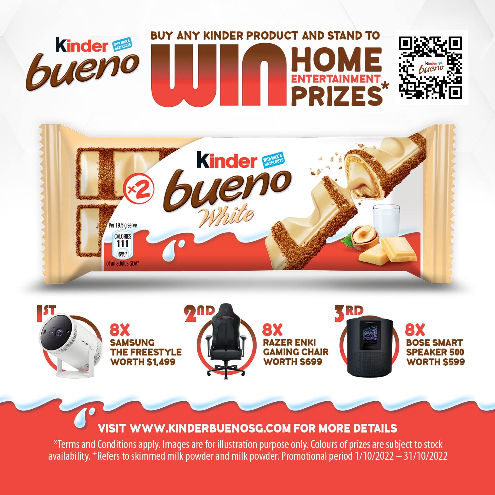 Kinder Bueno White Chocolate with Hazelnut (Pack of 3)*39g