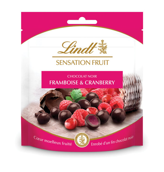Lindt Fruit Sensation Chocolate Noir Framboise & Cranberry ( Dark Chocolate Raspberry & Cranberry ) Packet, 160g
