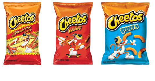 Cheetos Variety Pack, Cheetos Flamin Hot, Cheetos Crunchy, Cheetos Puff Each 226g Pack Of 3 (U.S.A)