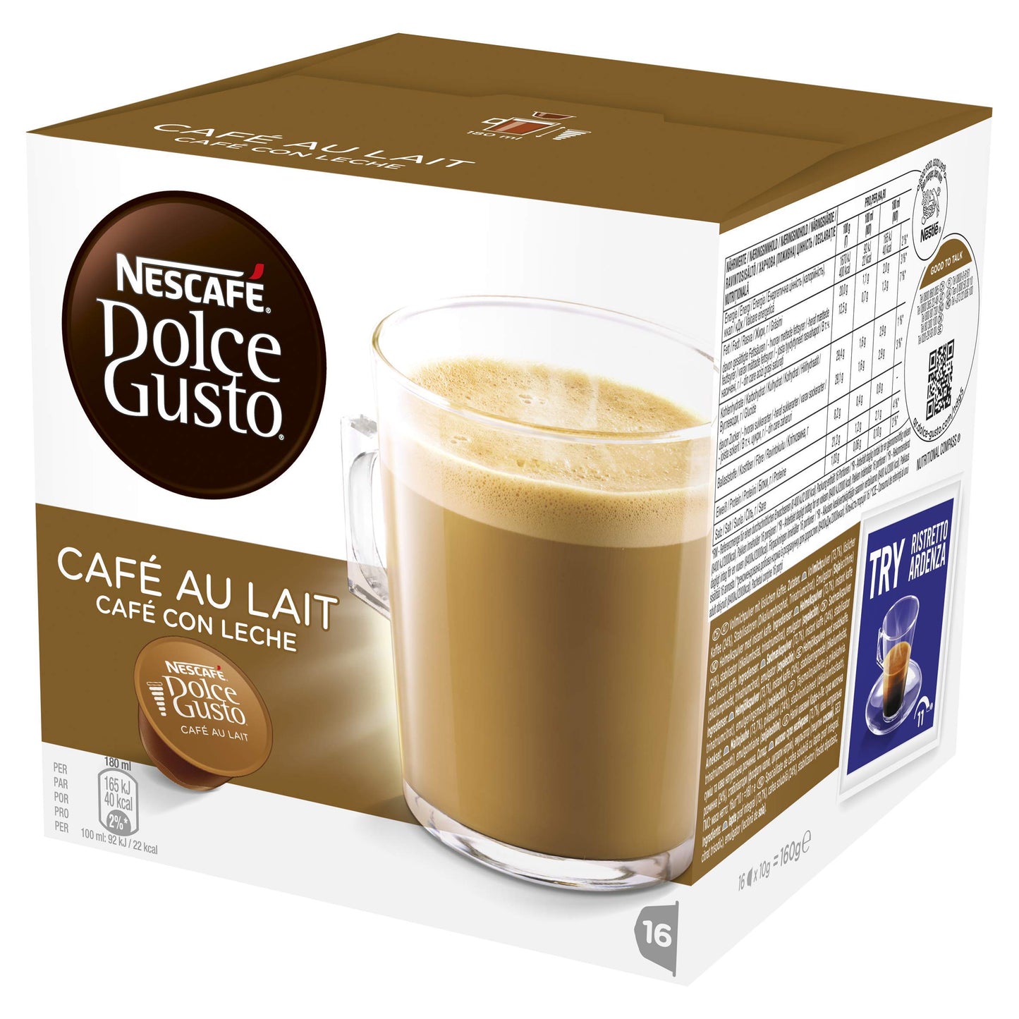 Nescafe Nestle Dolce Gusto Cafe Con Leche Capsule Pods X16