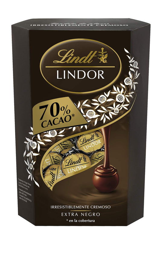 Lindt Lindor Black 70% Cocoa Irresistibly Creamy Extra Dark Chocolate Truffles, 337g