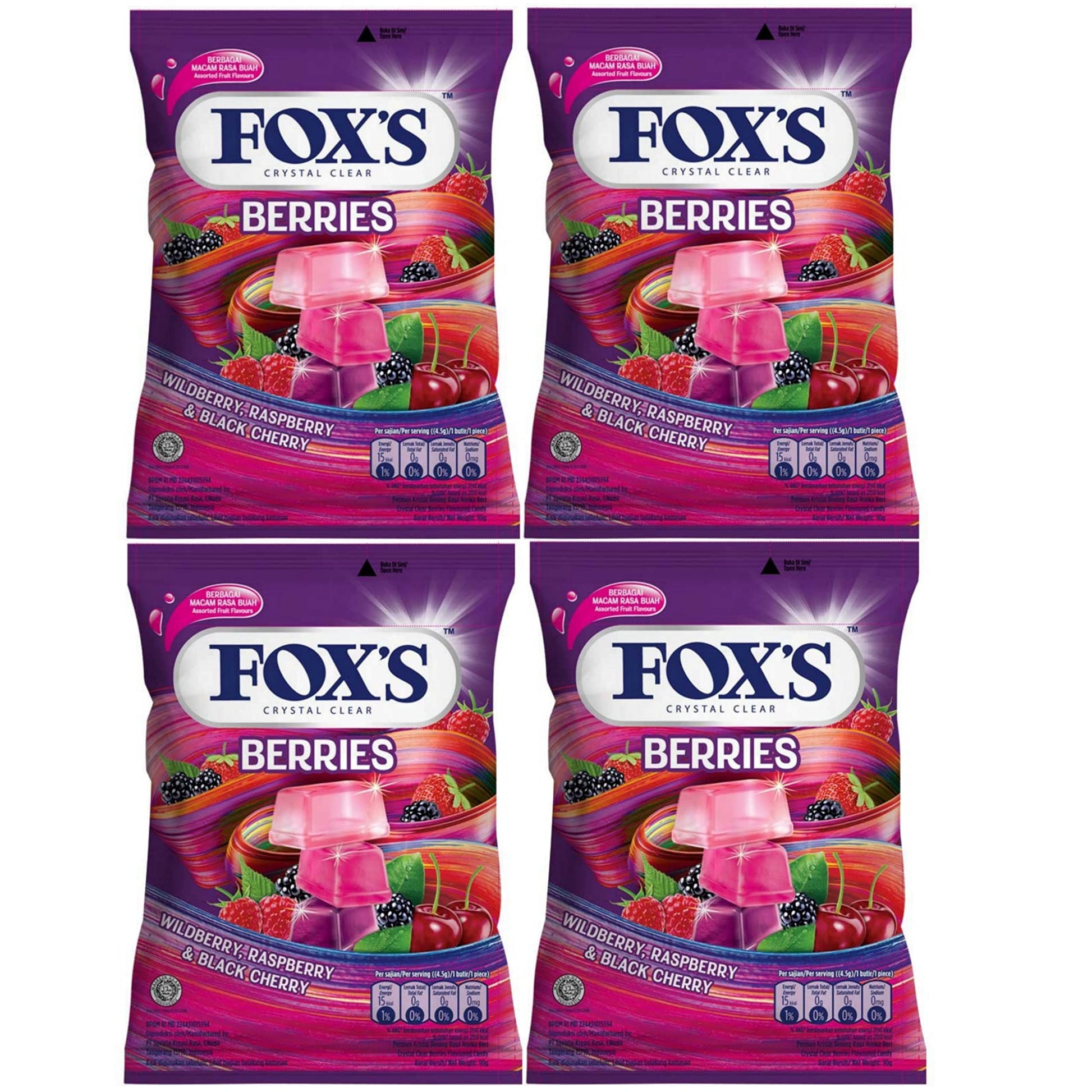 Fox's Crystal Clear Berries Candy (90Gms- Pack of 4)